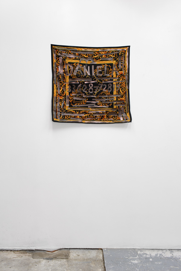 Daniela Baldelli, "Daniela Baldelli" (2019), thermocollage on fabric, 73 x 73 cm, ongoing series