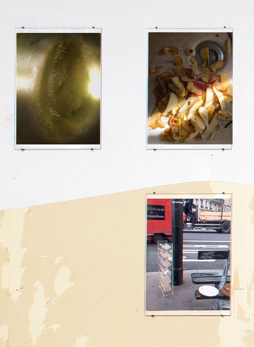 Exhibition view, Daniela Baldelli, Interview with "Melone" (2018), "D'après Paulo Uccello "l'entrée de Cosimo de Medici à Sienna" " (2020), "J'aurais du faire les devoirs avec toi" (2014) and "Spettacolo" (2018)