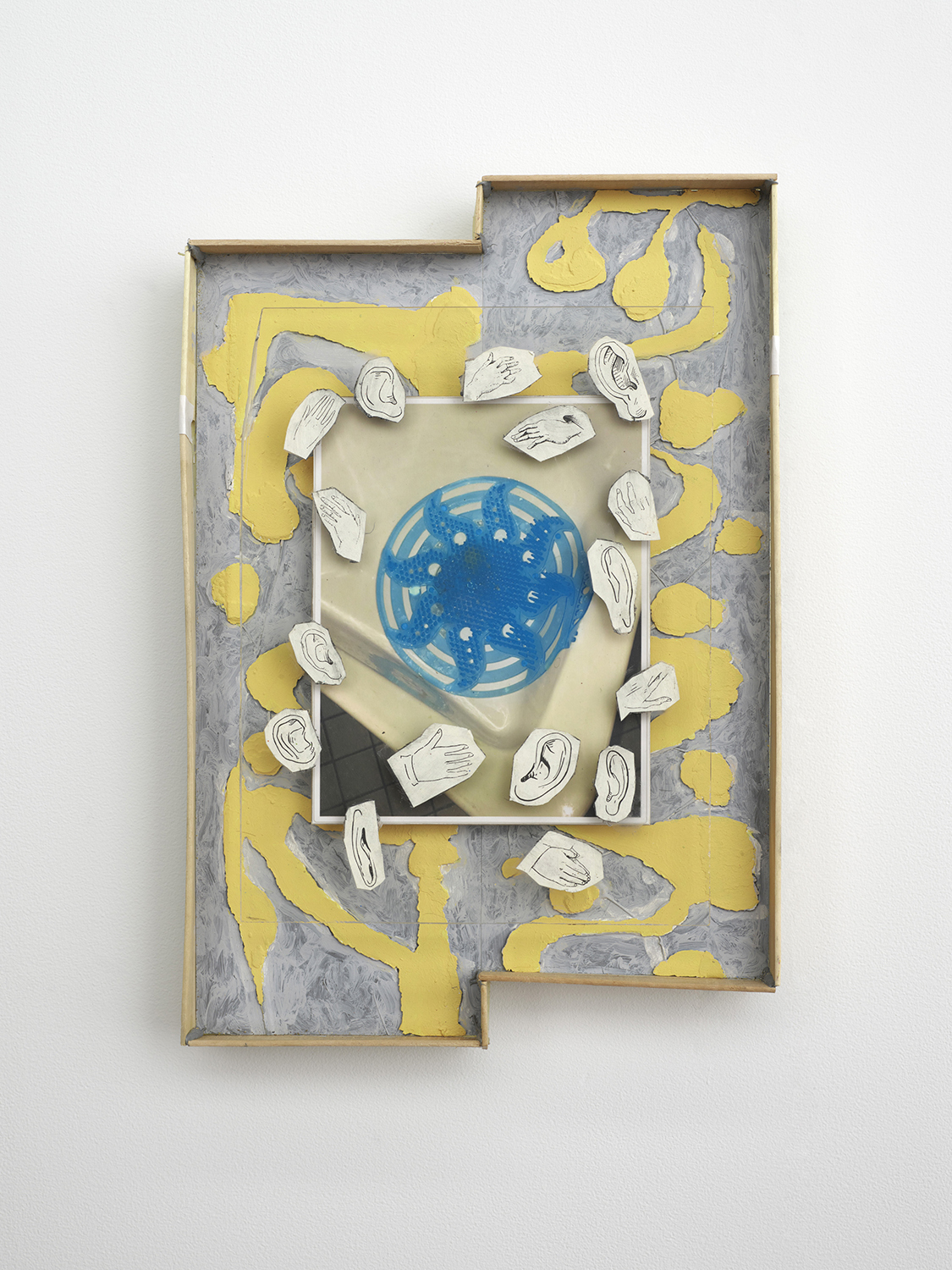 Zack Rafuls, Blue Star (Hearing & Feeling) 2020 Inkjet print, collage, industrial adhesive, plexiglass, acrylic, wood, and artists’ tape 16.25 x 11.25 x 2 inches