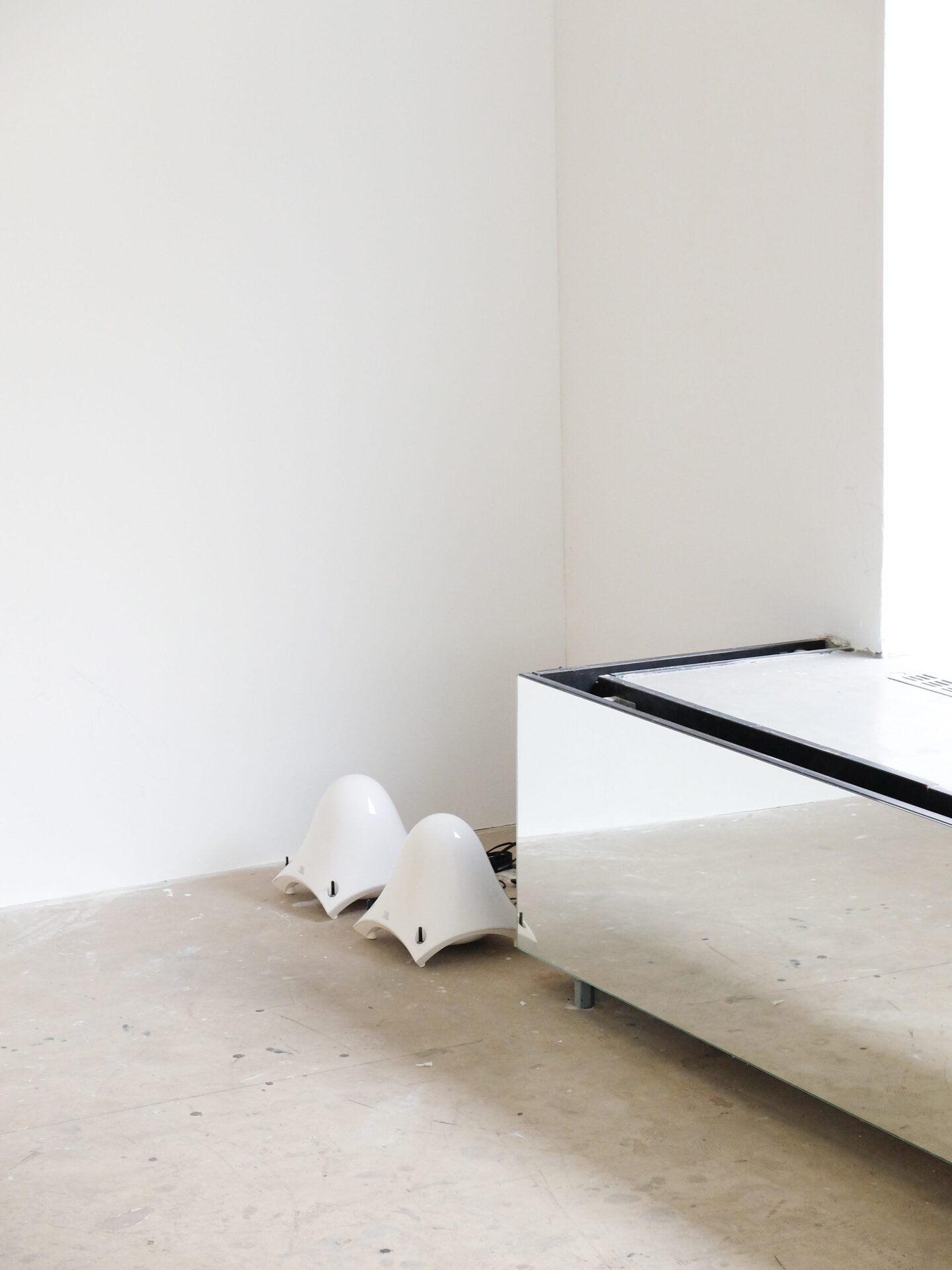 fig2, left to right; Aaron-Amar Bhamra, untitled, 2022, various dimension, two speakers depending on their shell