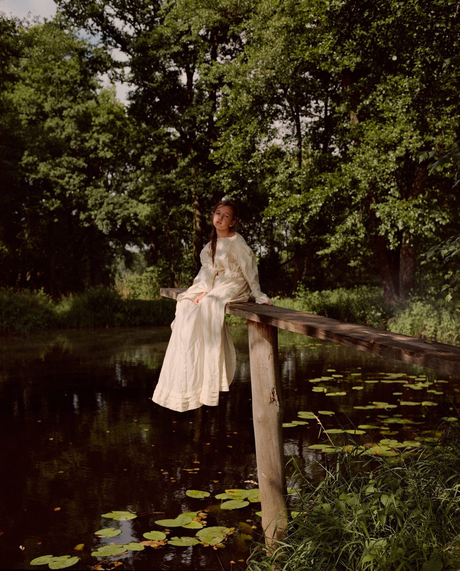 Anna Orłowska, Elena in Johanna’s Wedding Dress, 2022, Inkjet print on archival paper, mounted on dibond, wooden frame, museum glass, 120 x 100 cm