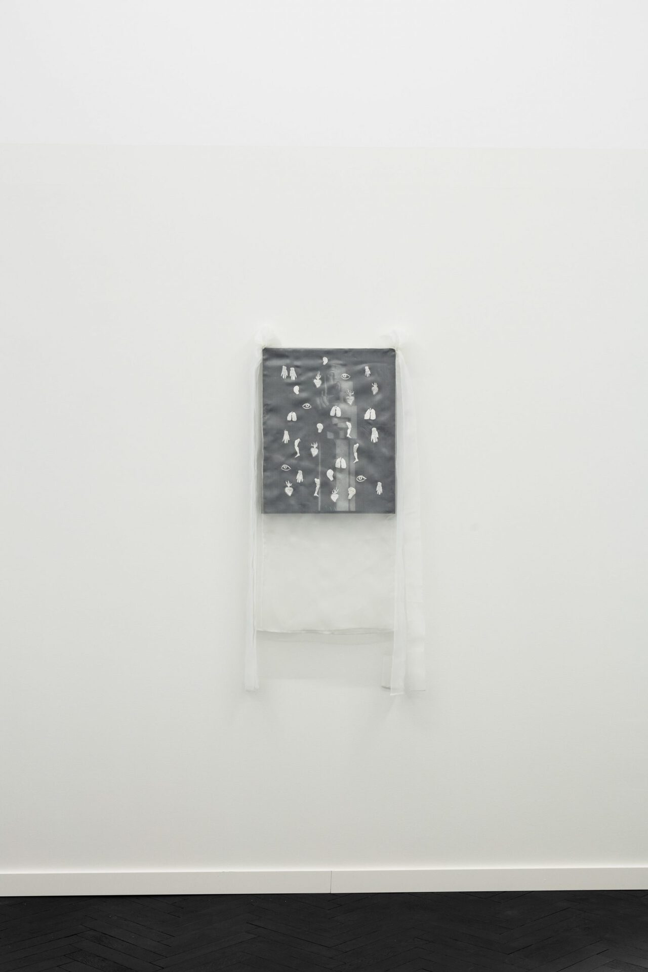 Anna Orłowska, Silesian Mother, 2022, Gelatine silver print, mounted on dibond, black wooden frame, museum glass, silk, silk thread hand embroidery, unique, 61 x 49 cm