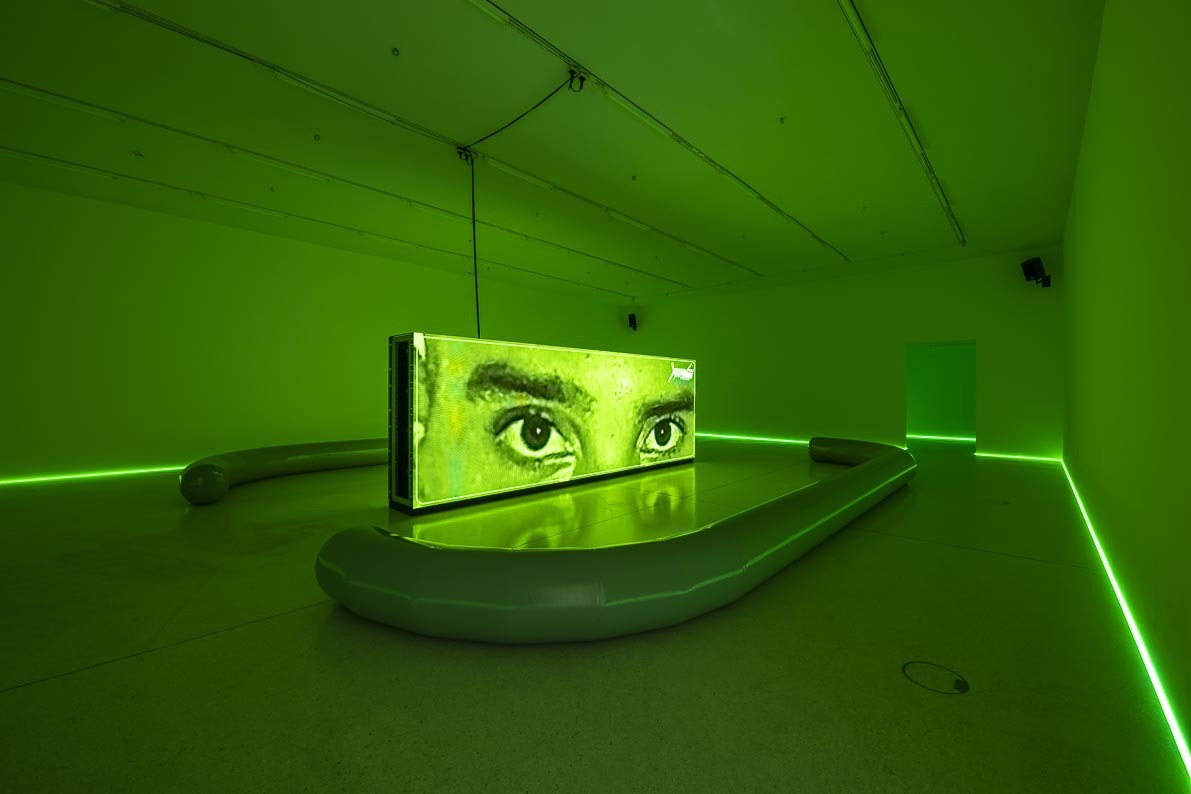 View of Sara Sadik: Ultimate Vatos. Force & Honneur, Westfälischer Kunstverein, Münster, Germany, 2022. Courtesy of the artist and Galerie Crèvecoeur, commissioned by Westfälischer Kunstverein / © Photo: Thorsten Arendt