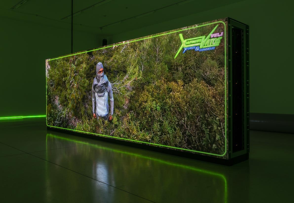 View of Sara Sadik: Ultimate Vatos. Force & Honneur, Westfälischer Kunstverein, Münster, Germany, 2022. Courtesy of the artist and Galerie Crèvecoeur, commissioned by Westfälischer Kunstverein / © Photo: Thorsten Arendt