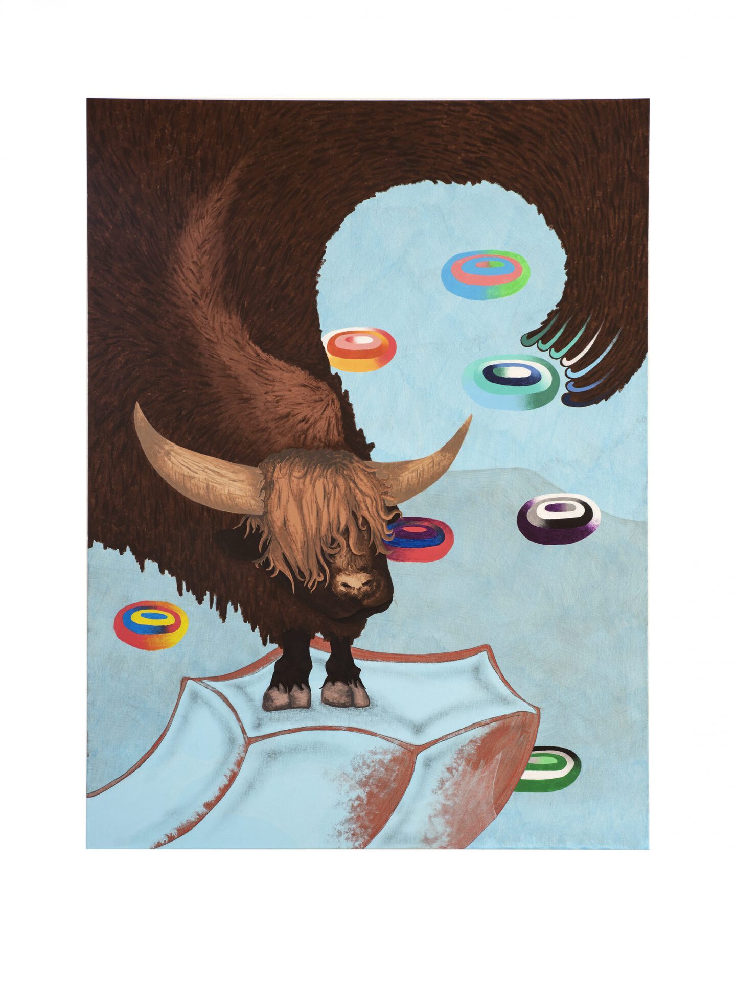 Chris Kauffmann, Out Loud!, 2022, acrylic, color pencil on canvas, 120 x 190 cm