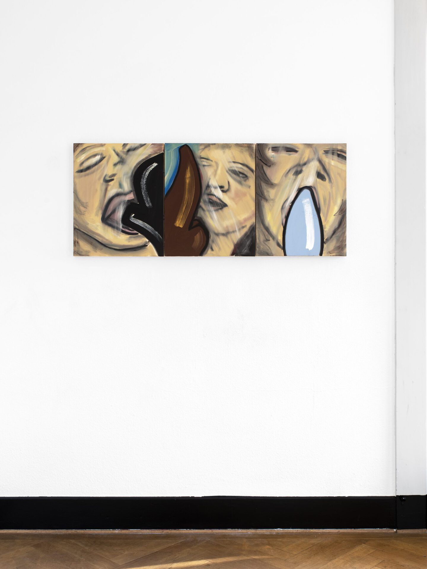 Azize Ferizi, Untitled #1, 2022, oil on canvas, 50 x 40 cm (left) Azize Ferizi, Untitled #2, 2022, oil on canvas, 50 x 40 cm (center) Azize Ferizi, Untitled #3, 2022, oil on canvas, 50 x 40 cm (right)
