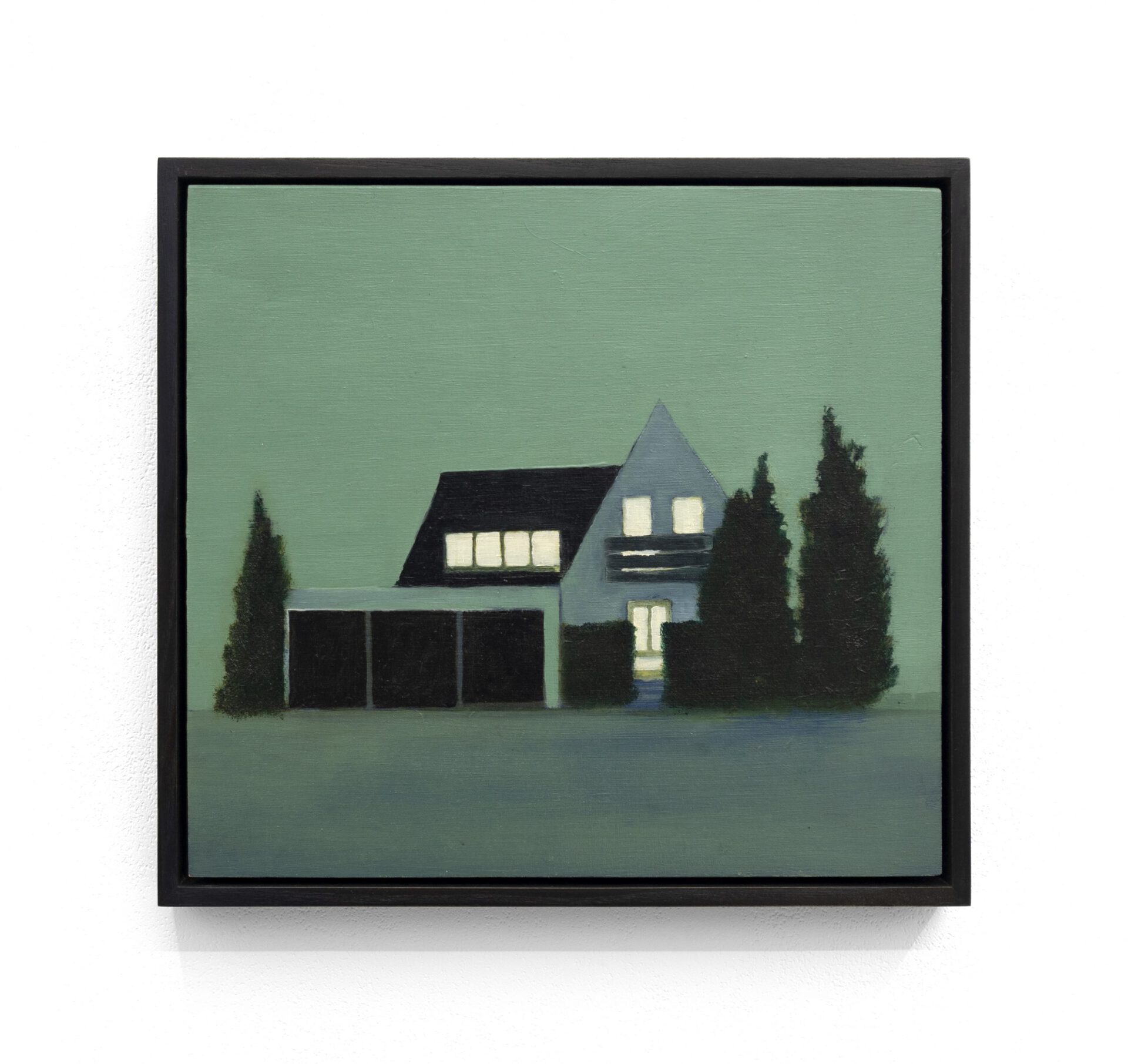 Simon Modersohn, Vorwerk, 2021, Oil on wood, 29 x 32 cm, 11 3/8 x 12 5/8 in, 32 x 35 cm (framed), 12 5/8 x 13 3/4 in (framed)
