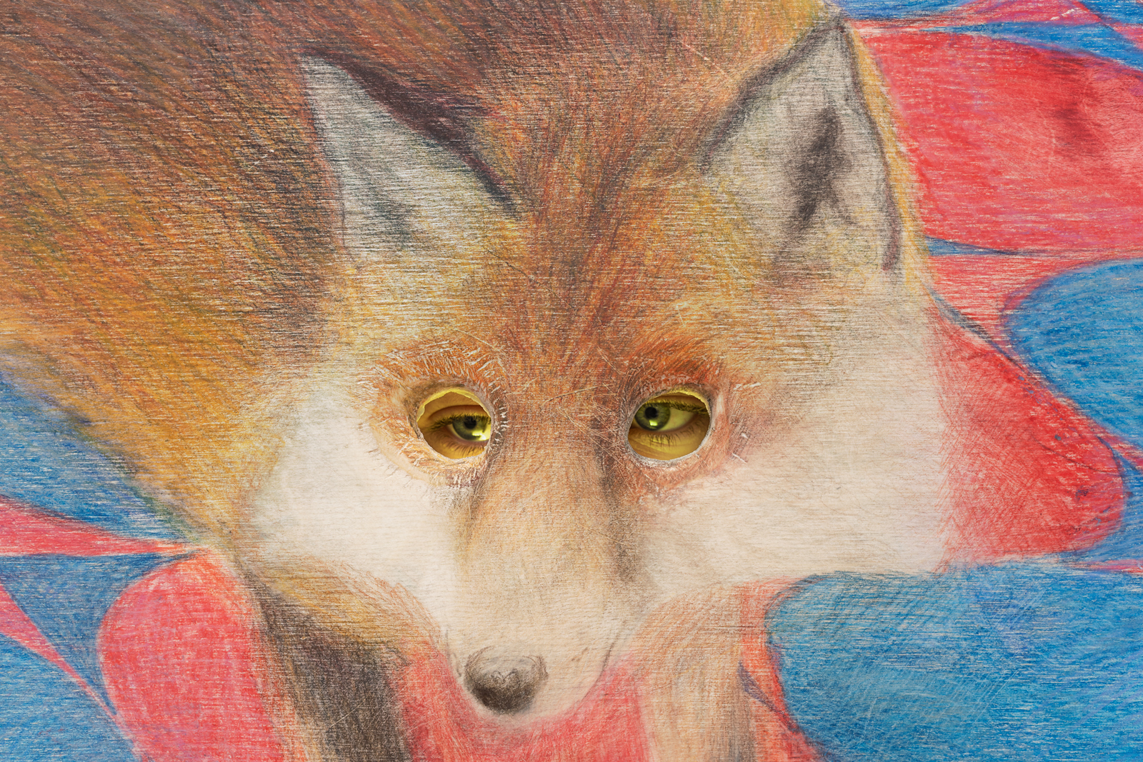Valerio Nicolai, Sole con le code, 2022 Crayons and acrylics on wood panels, performer, 450 x 300 x 110 cm Courtesy: Clima, Milan Detail 4