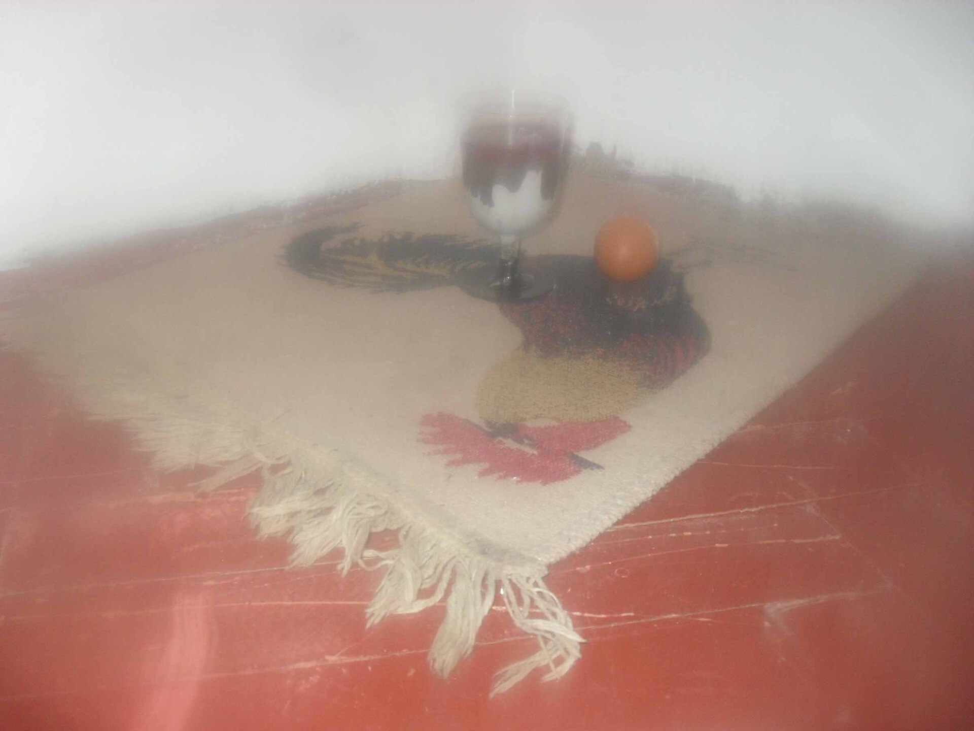 After the Rooster, 2022, plastic glass, concrete, epoxy resin, egg