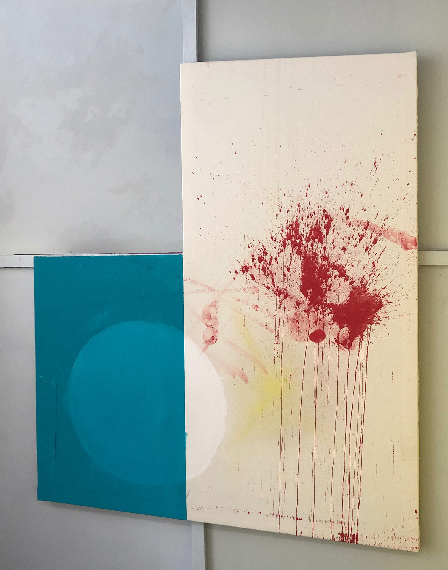 Tillmann Terbuyken, Ohne Titel (Baseballpainting), 2021, acrylic, varnish on canvas, wood, 135 x 158 cm, Unique