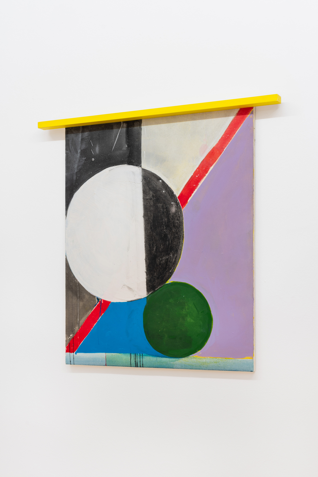 Tillmann Terbuyken, Ohne Titel, 2021, acrylic and lacquer on canvas, acrylic on wooden slat, 113 x 111 cm, Unique