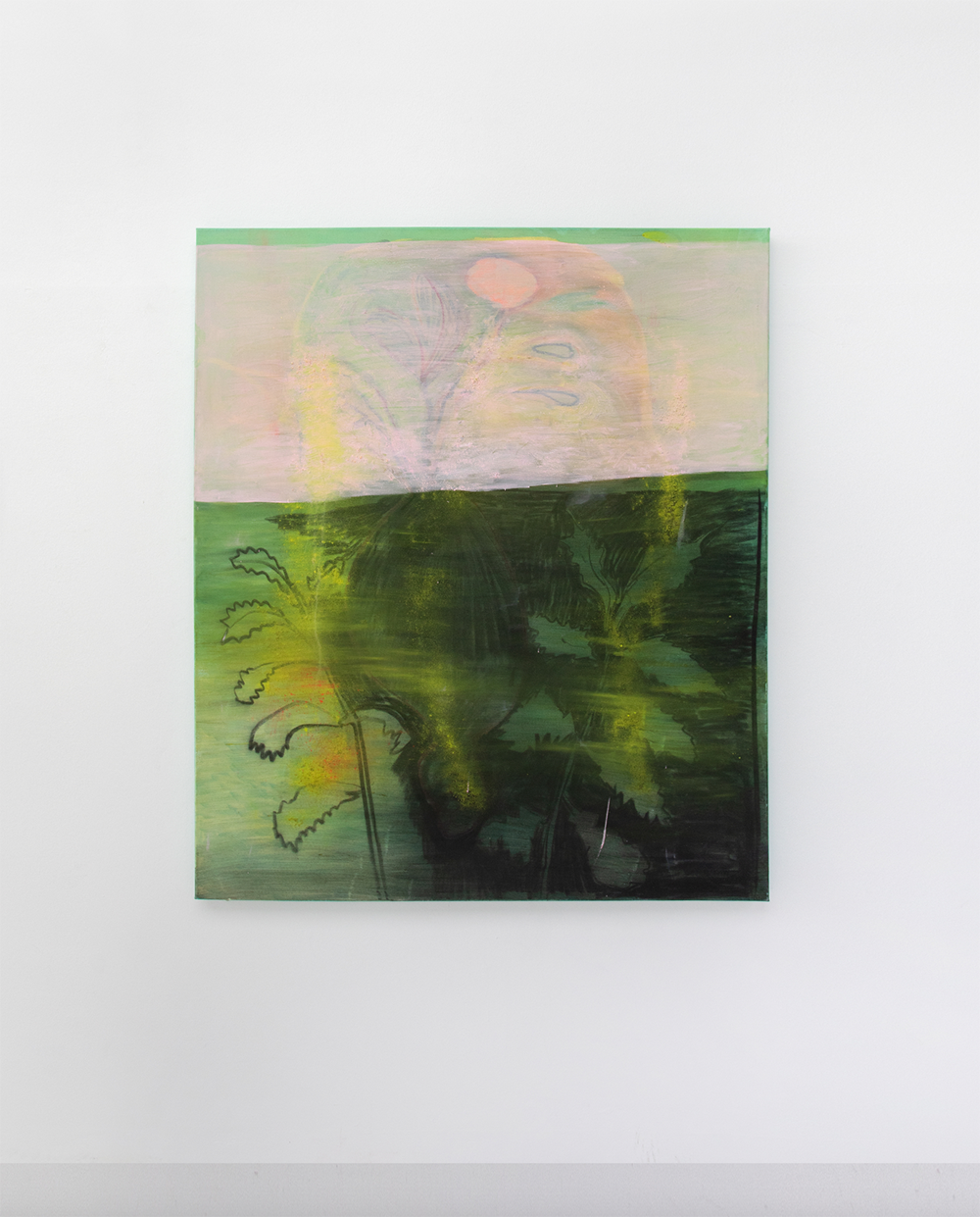 Alice Morey  Nettle Bloom  2021  pigment, oil pastel, charcoal, pastel, oil on primed canvas  140 x 120 cm