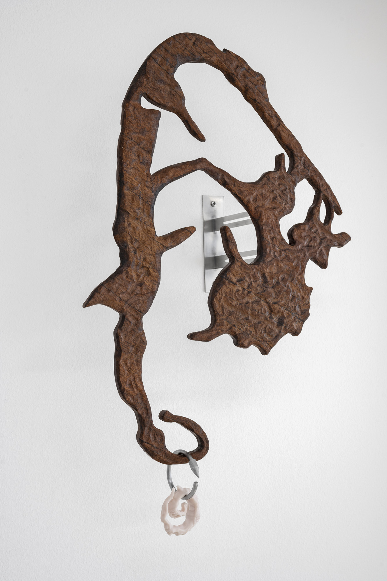 Inside Job, “Pierced Branch I-III”, mahogany wood, stainless steel, photopolymetric resin, , 2022, variable dimensions