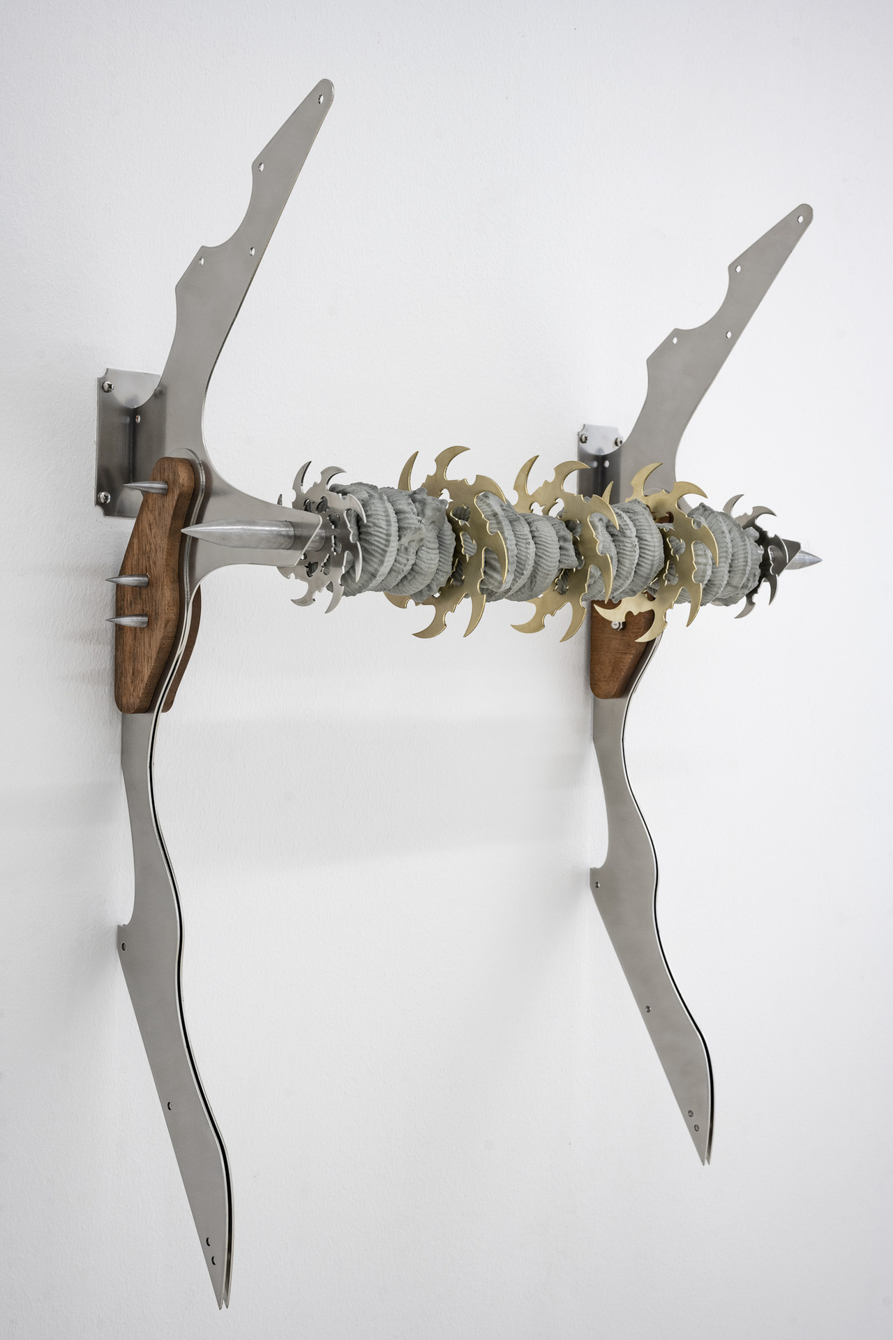 Inside Job, “Property of perpetual”, 2022, jesmonite, stainless steel, brass, mahogany wood, 60 x 80 x 25cm
