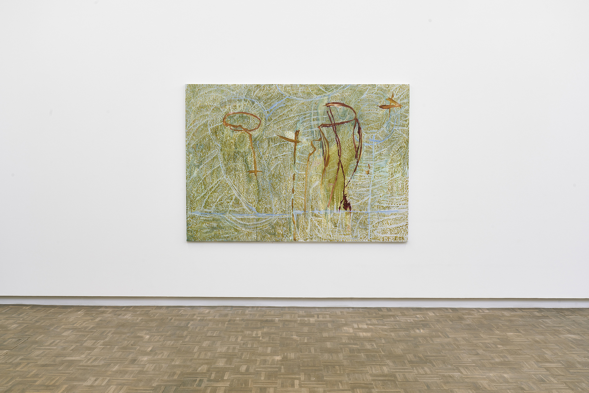 Achraf Touloub, Al Zuhur, 2021-2022 | Oil on canvas, 220 x 155 x 3,5 cm (installation view)