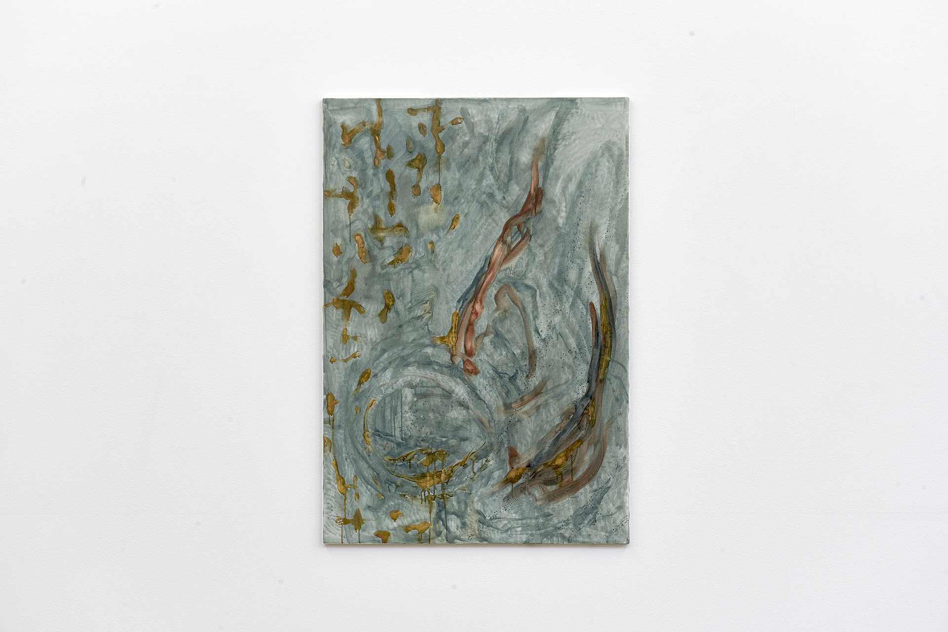 Achraf Touloub, Hellé (by a ciphered fall), 2021 | Oil on canvas, 89 x 130 x 2,5cm