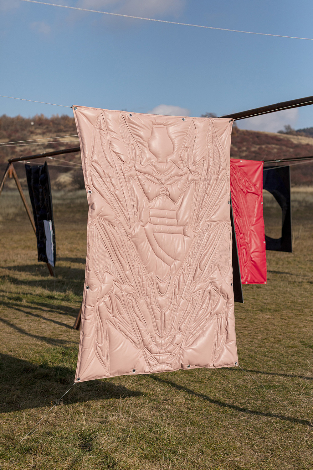 Adrian Kiss, Moto 2, 2021, quilted synthetic leather, 190 × 135 cm