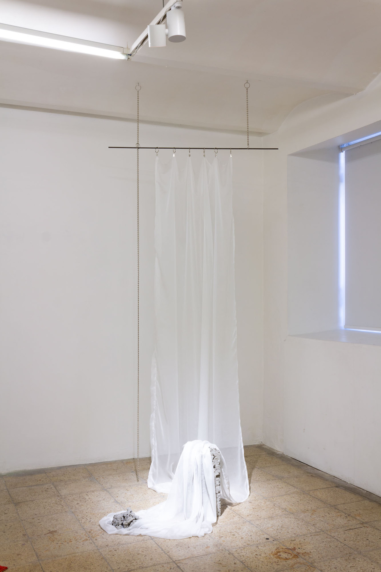 Gints Virgīlijs Tilks, Illusory happiness, 2022, concrete, metal, artifical silk