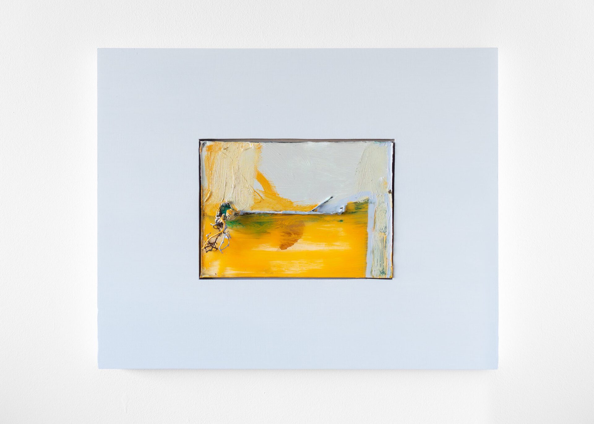 Jakub Czyszczoń, Untitled 2020-2022 Oil, acrylic, plant debris, epoxy resin and wood 50 x 61 cm