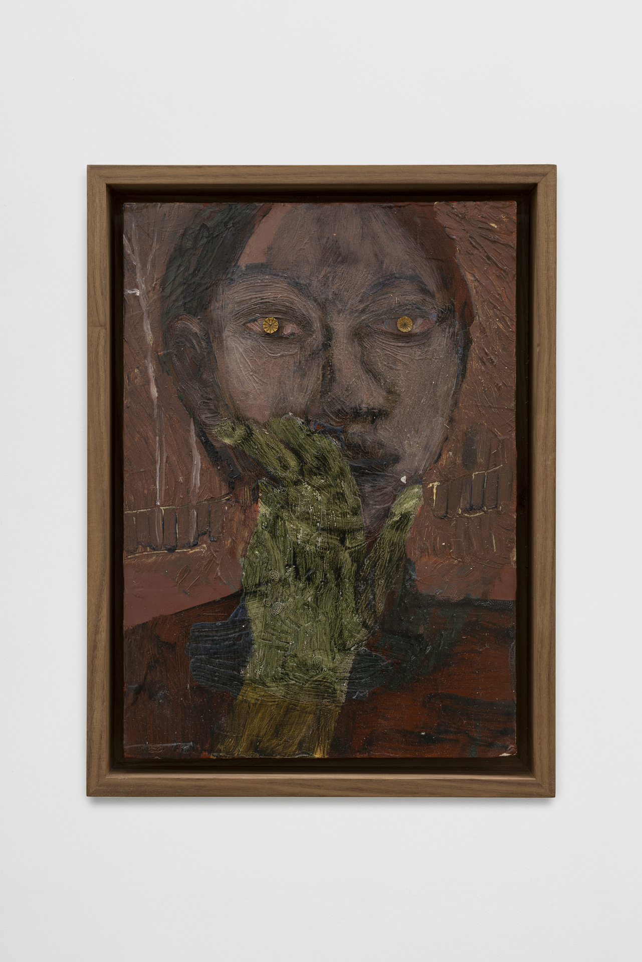 Barbara Wesołowska, Those touches that fall like rain, 2022, oil and poppy on board, 29 x 21 cm