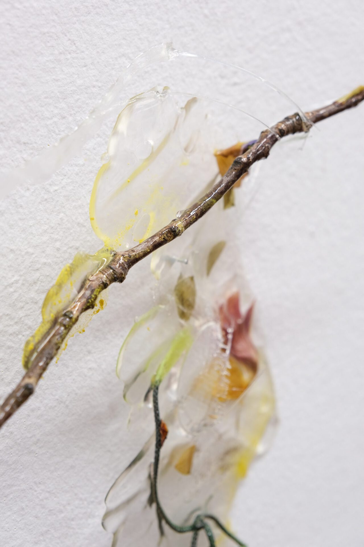 Theresa Tuffner, Orchid couple, 50x30cm, Blüten, gefundene Objekt, Epoxidharz, Sand, Pigment, 2022