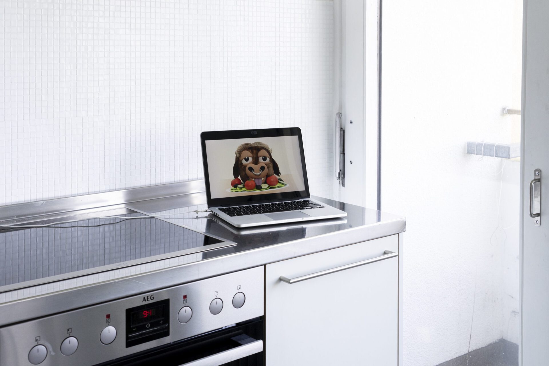 Linus Berg, Taunting Tom installation view 4, 2022, 3D animation, video loop on laptop, 0:40 min