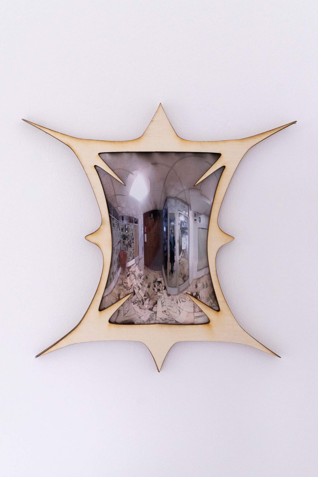 Theresa Weisheit, a quick cigarette by the beach while the baby is asleep, installation view 3, 2022, layered wood, c-prints, 5 x 18 x 13 cm