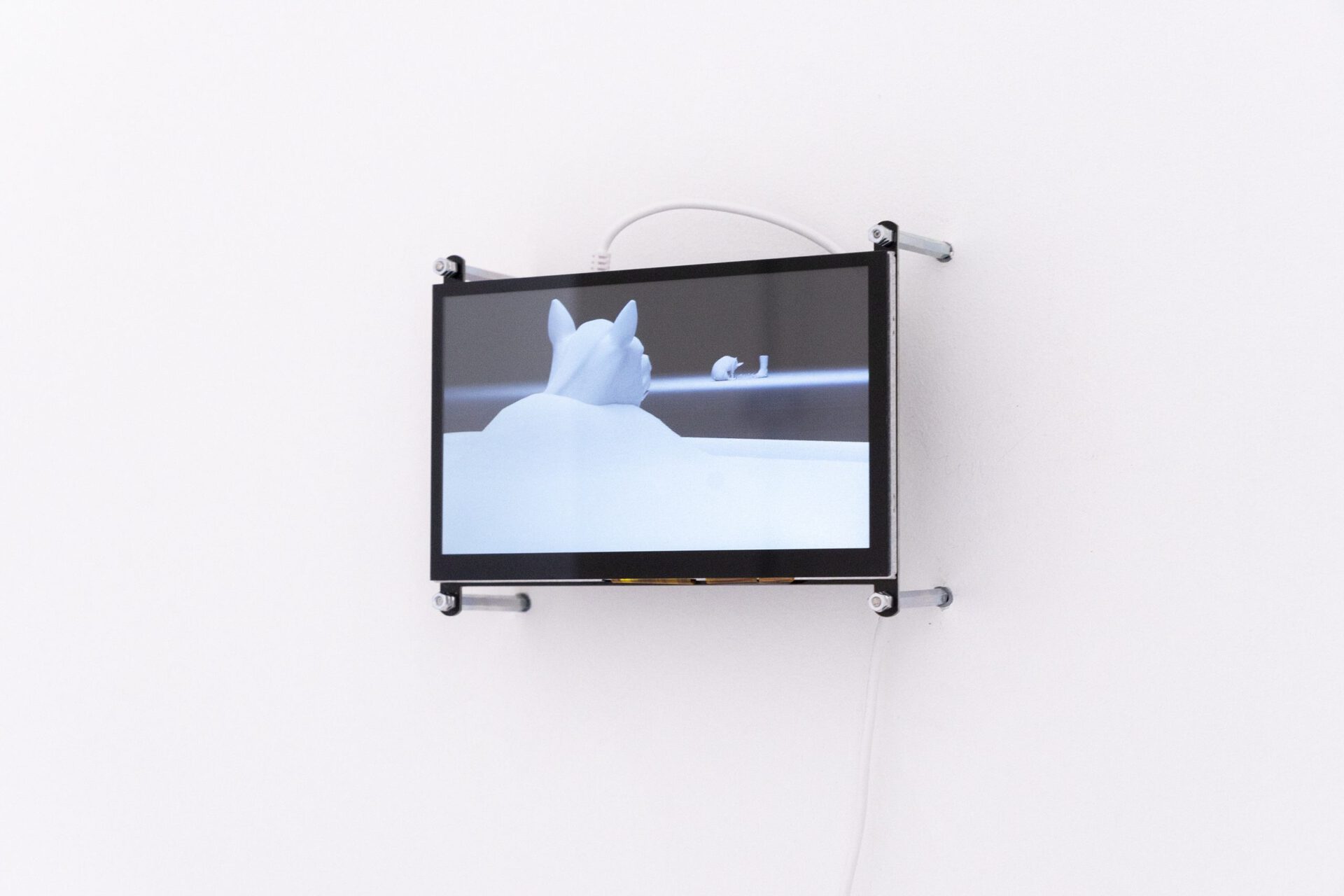 Nassim L'Ghoul, Pig from head to toe, installation view 1, 2022, 3D animation, 16,5 x 10 cm, 02:25 min, sound: Ungemach