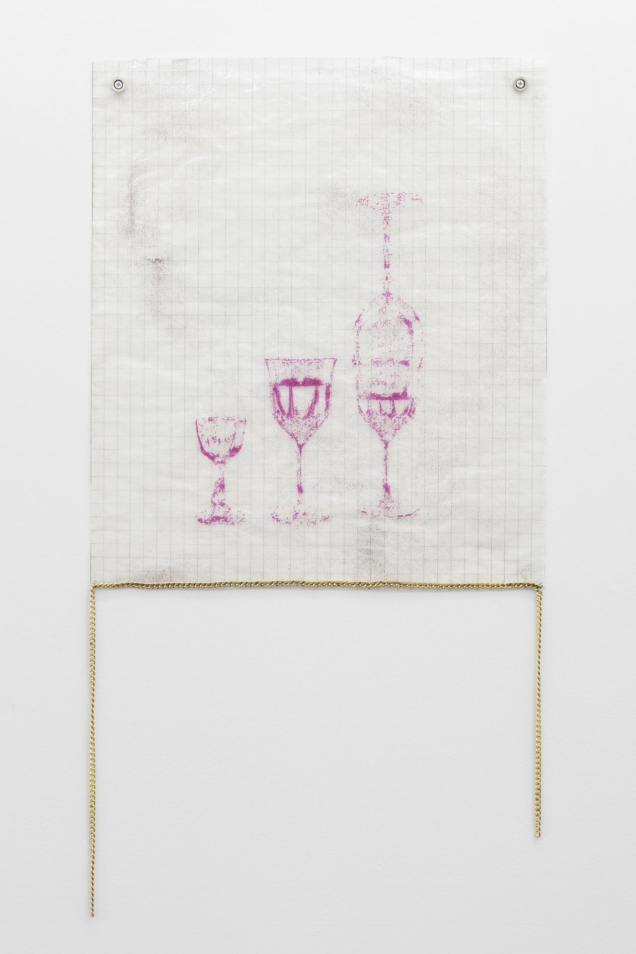 Nayan Patel, Sin Perfume, 2022, brass, gold plated metal, Indian ink, glitter, acrylic on vellum, 490x420mm