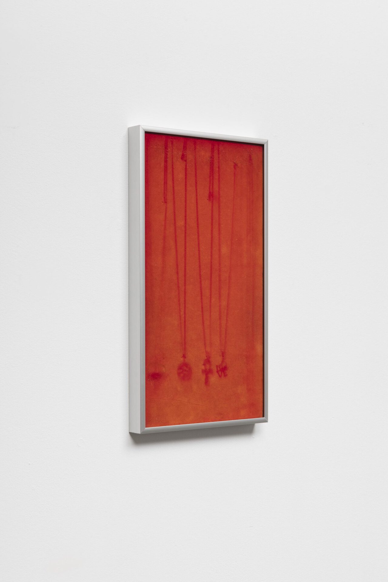 Carlos Reyes, Sarah (Laps), 2022, Acquired jewelry display, frame 36.8 x 20.3 x 2.5 cm. (14½ x 8 x 1 in.).