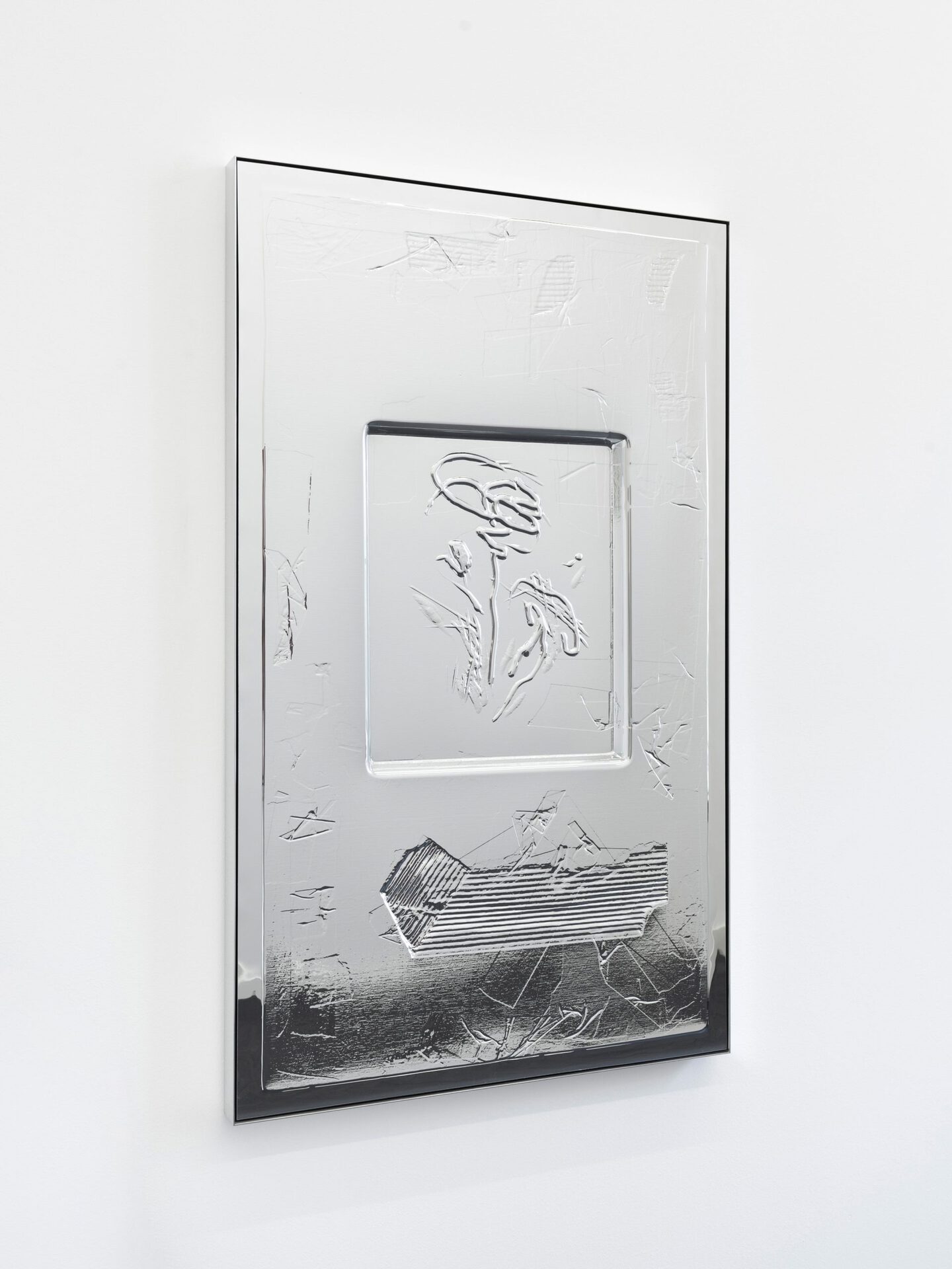 Hannah Sophie Dunkelberg, ARCADIAN 1168, 2022, polysterne, polished aluminium frame, 100 x 60 x 4 cm. Courtesy of the artist and Gunia Nowik Gallery.
