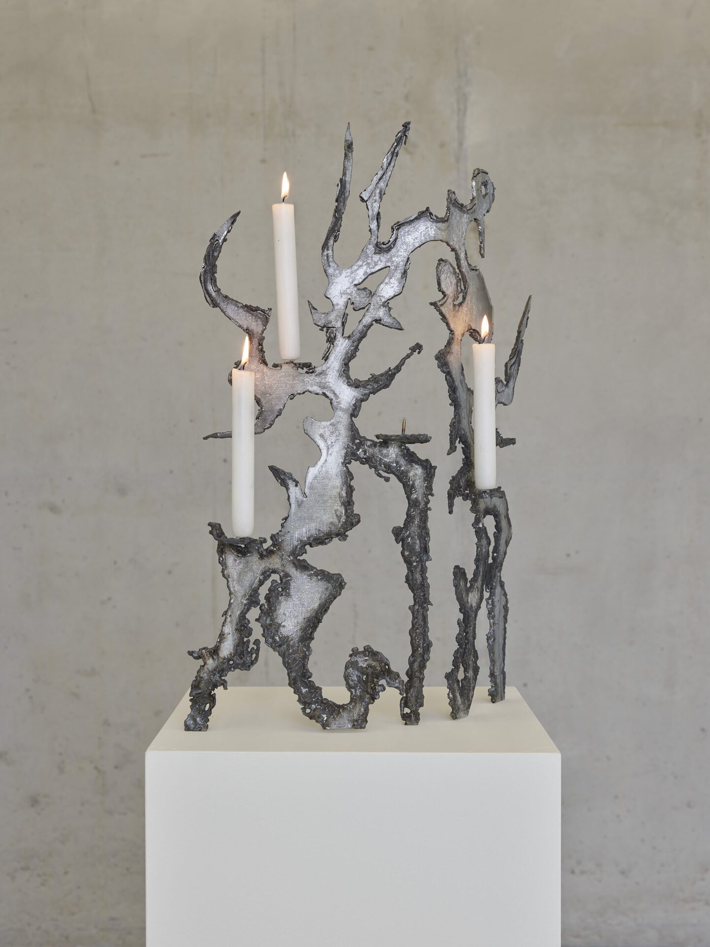 Mauro Ventura, Infinity Gates (Mystic rmx), 2022, Galvanized steel, candles, 50 x 36 x 20 cm