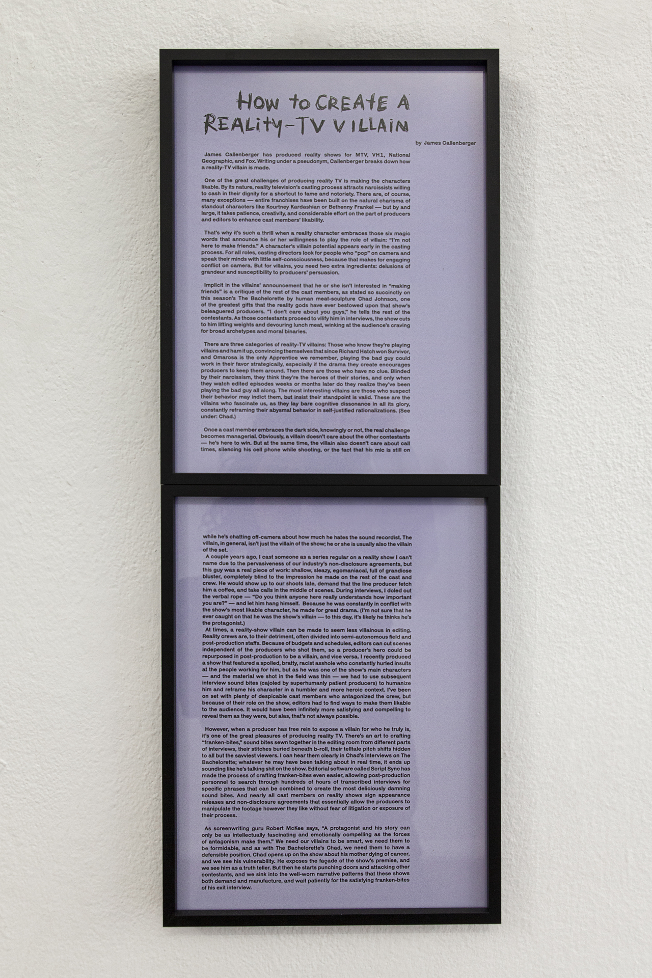 Nicolás Astorga, How to Create a Reality-TV Villain, 2022, (61 x 22 cm)