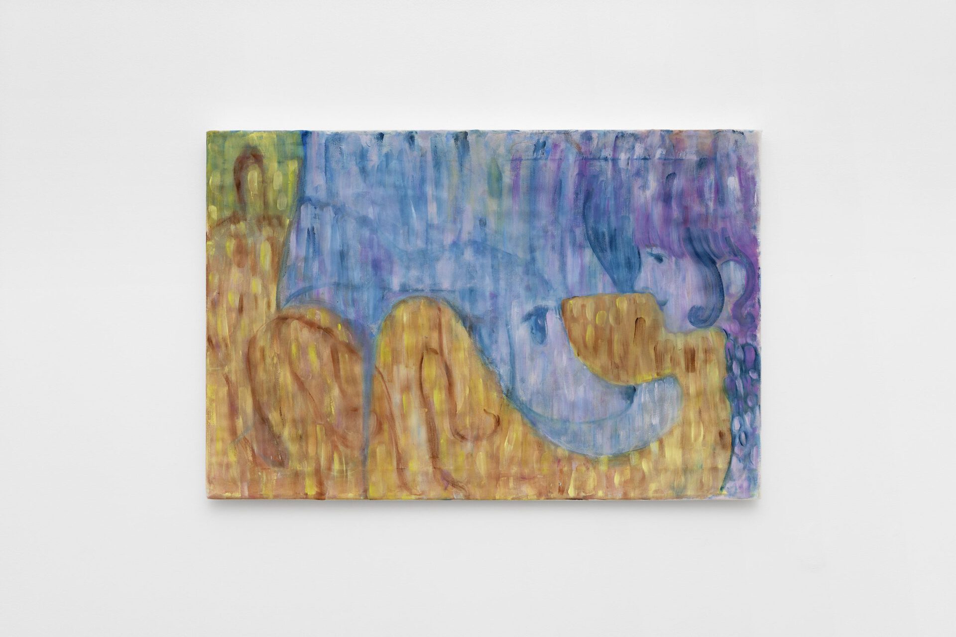 Jessy Razafimandimby, sans titre, 2022, acrylic and oil on bed sheet, 40 x 60 cm, unique