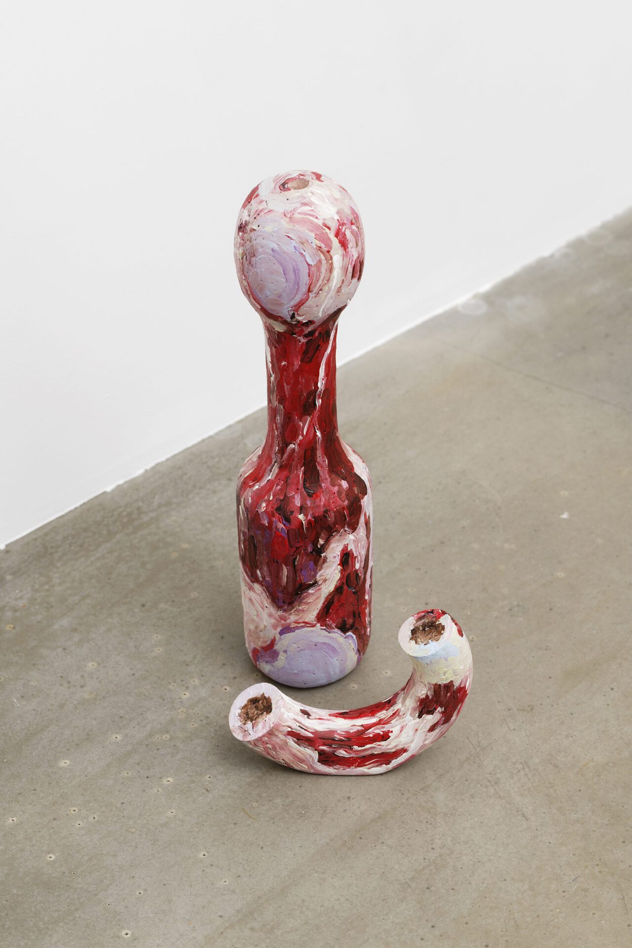 Jessy Razafimandimby, Res Nullius I & III, 2022, acrylic on wood, 39 x 9 x 10 cm & 12 x 16 x 4 cm, unique