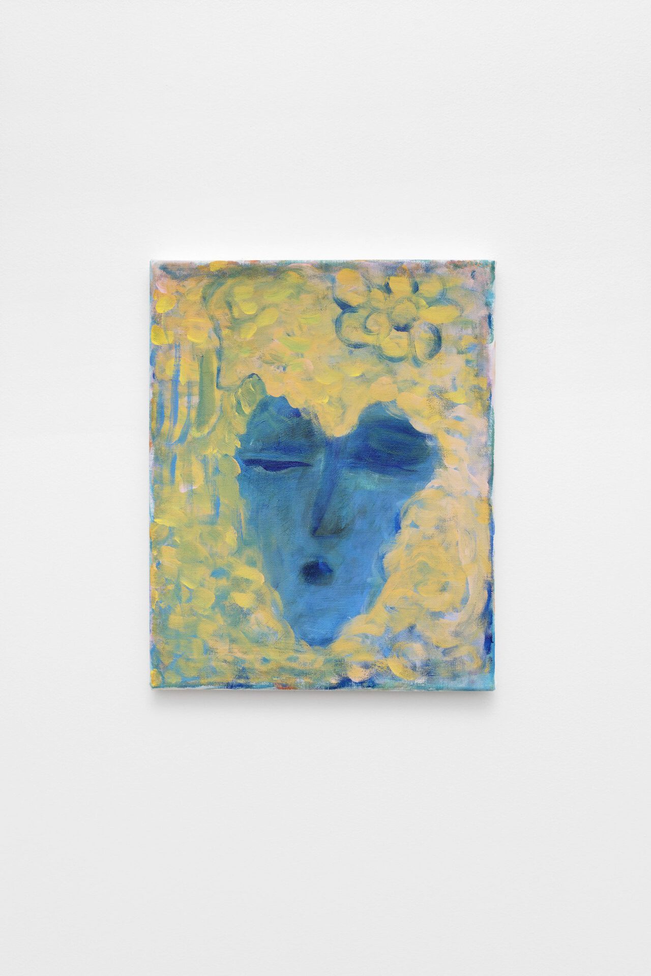 Jessy Razafimandimby, sans titre, 2022, acrylic and oil on bed sheet, 30 x 24 cm, unique