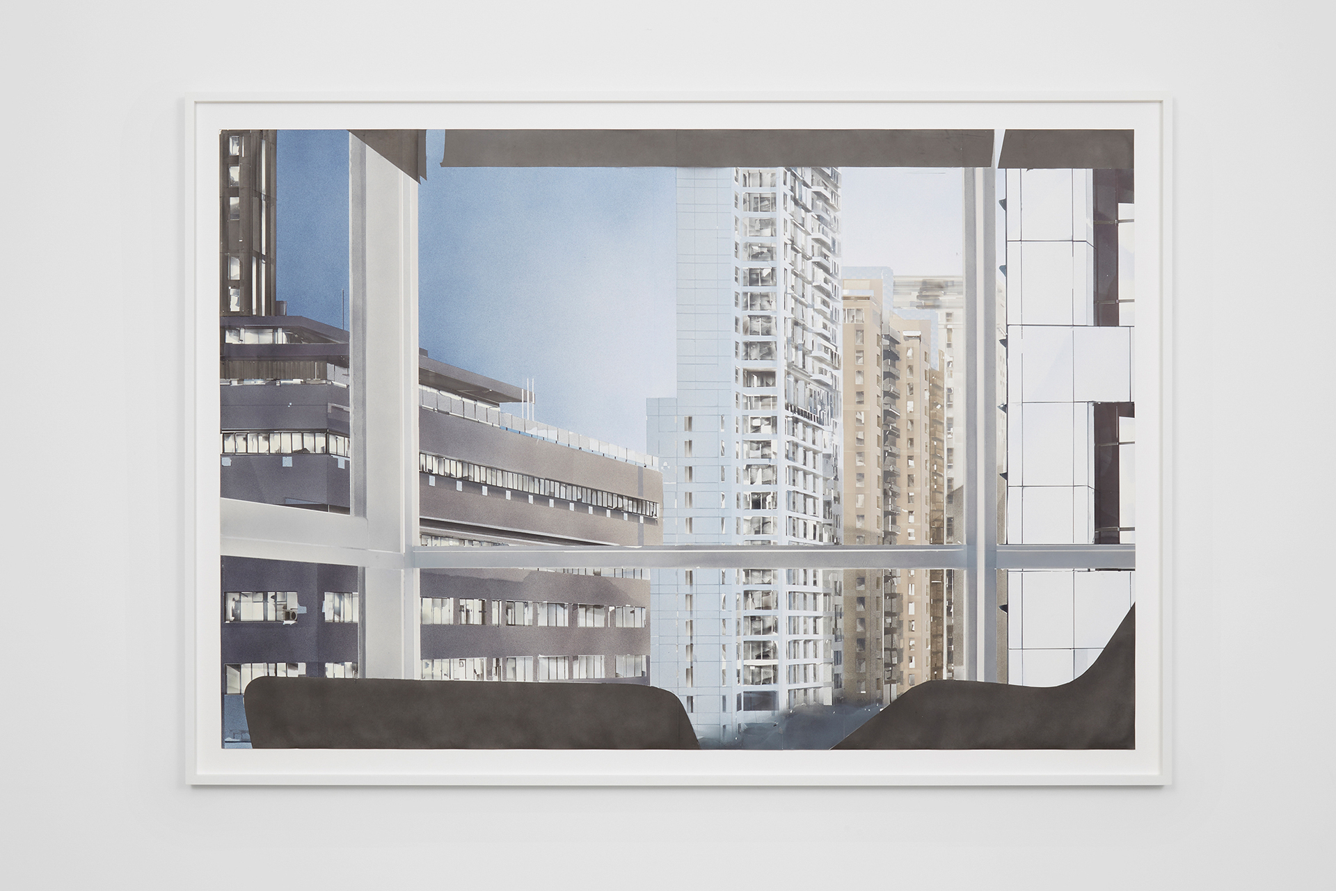 Chris Evans, Allianz Insurance, Taipei, Night & Day, 2019 Airbrush on paper, frame, 110.5 x 157.2 cm