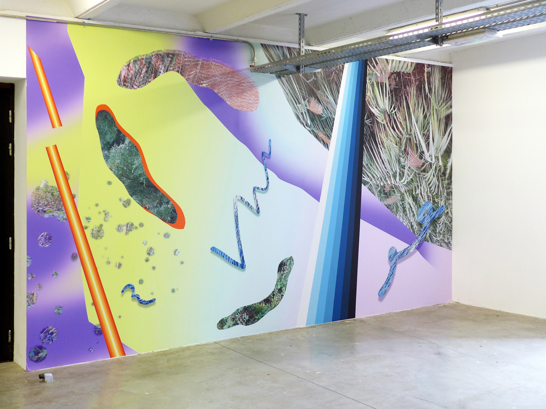 Armin Alian, Diverted Poem, 2022, two part mural, print on wall paper