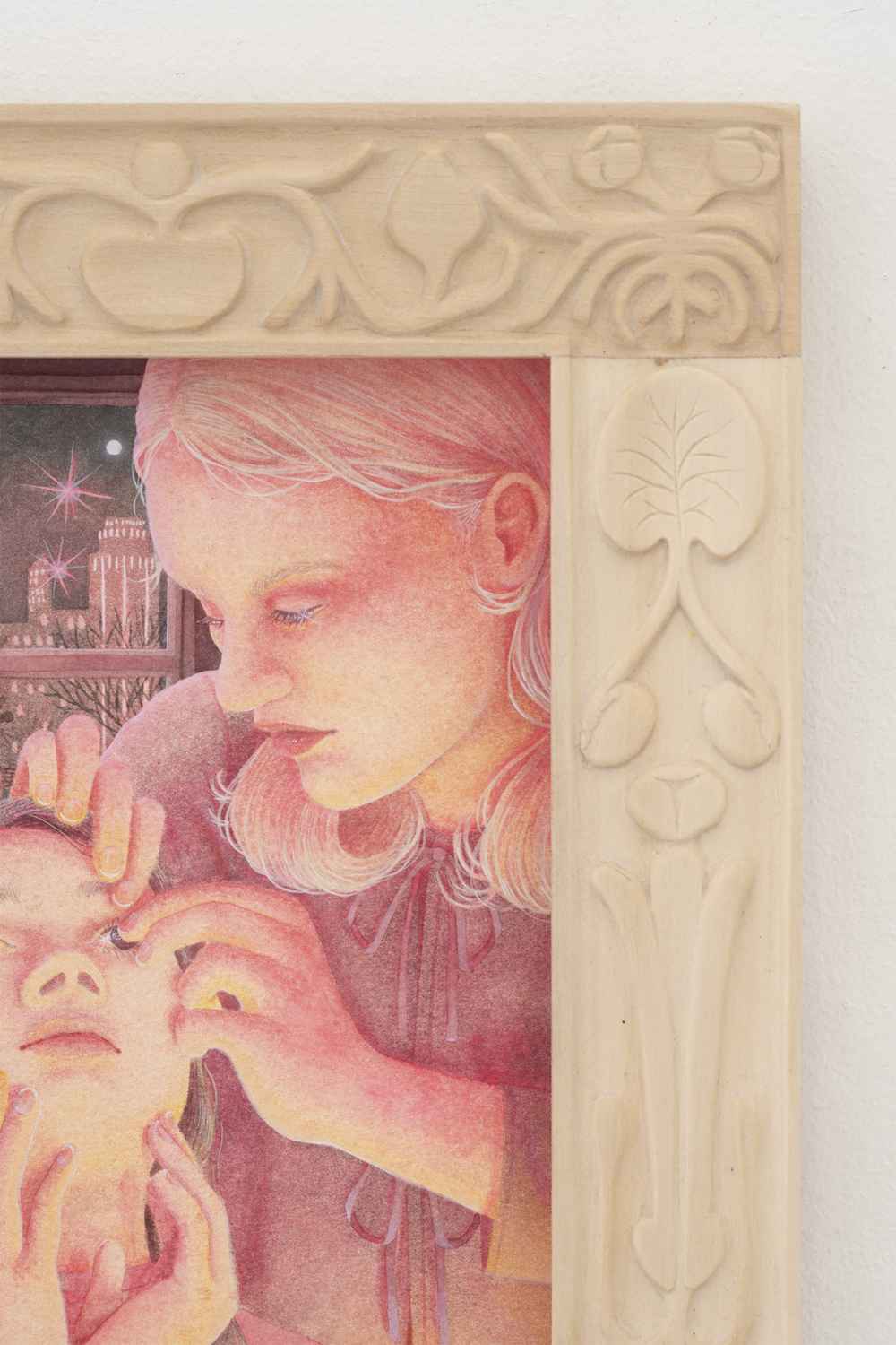 Oda Iselin Sønderland, "The Blue Box" (detail), 2022 (Watercolour on paper, artist-made frame, 33 x 25,5 cm).