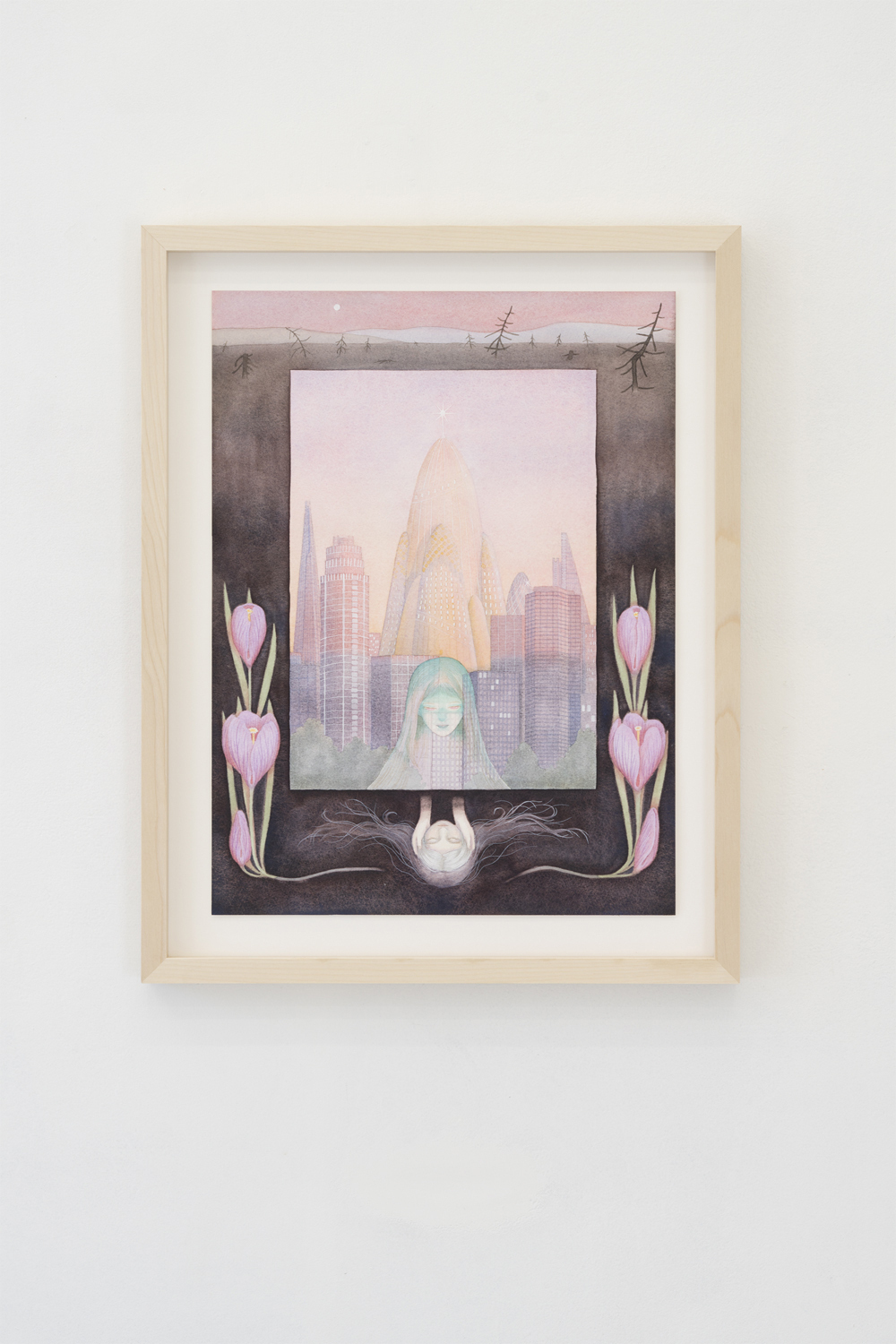Oda Iselin Sønderland, "Soria Moria", 2022 (Watercolour on paper, frame, 47,5 x 37,5 cm).