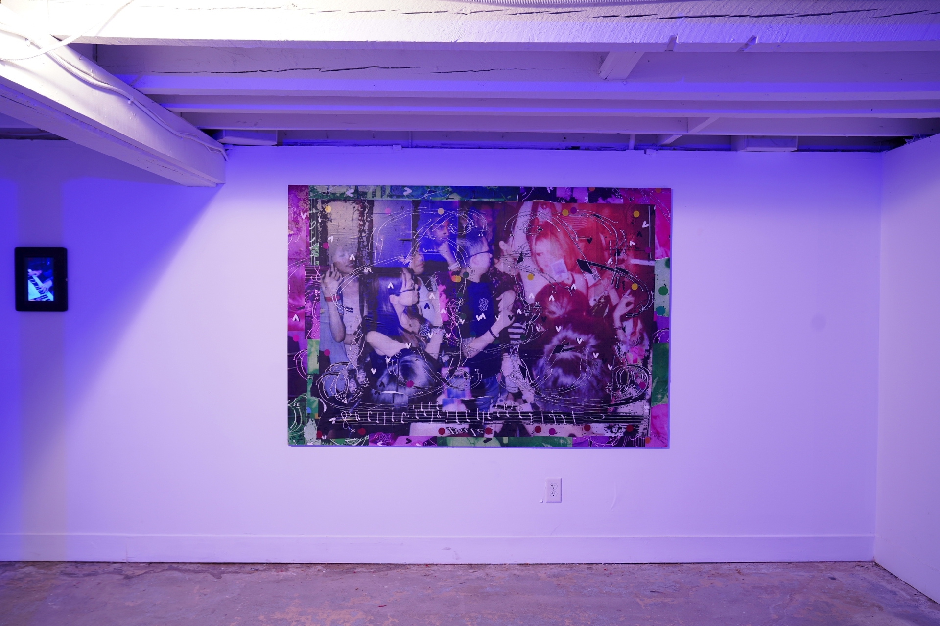 Marisa Kriangwiwat Homes, Uffie’s Three Song Rule, 2022, wheatpaste on panel, 44x73 in