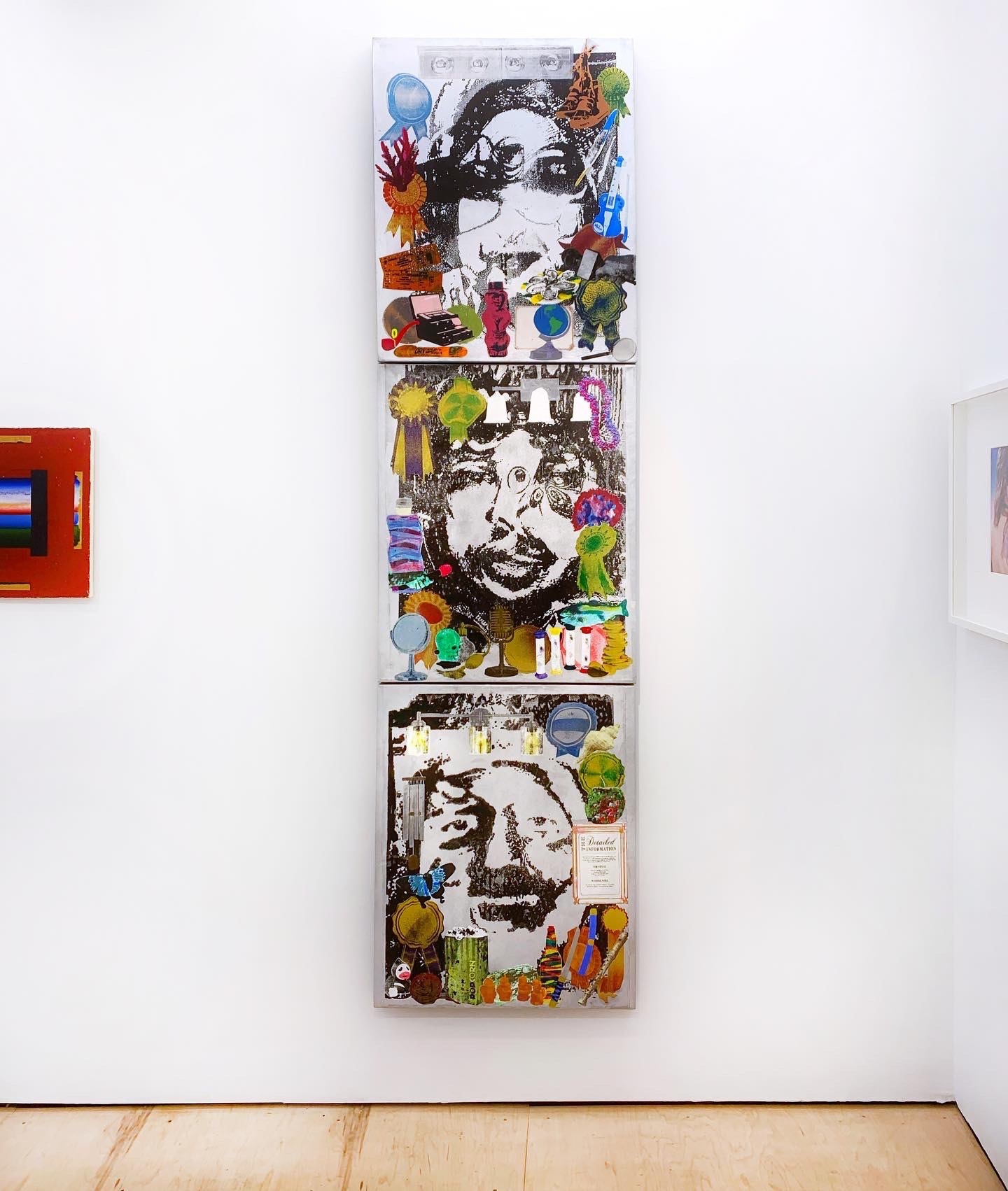 Milo Carney, RVVC01 (Blinding Lights), RVVC03 (The Box), RVVC02 (Dance Monkey), 2021, acrylic screen-print on stretched canvas, 36 x 24 x 1.5 inches (each)