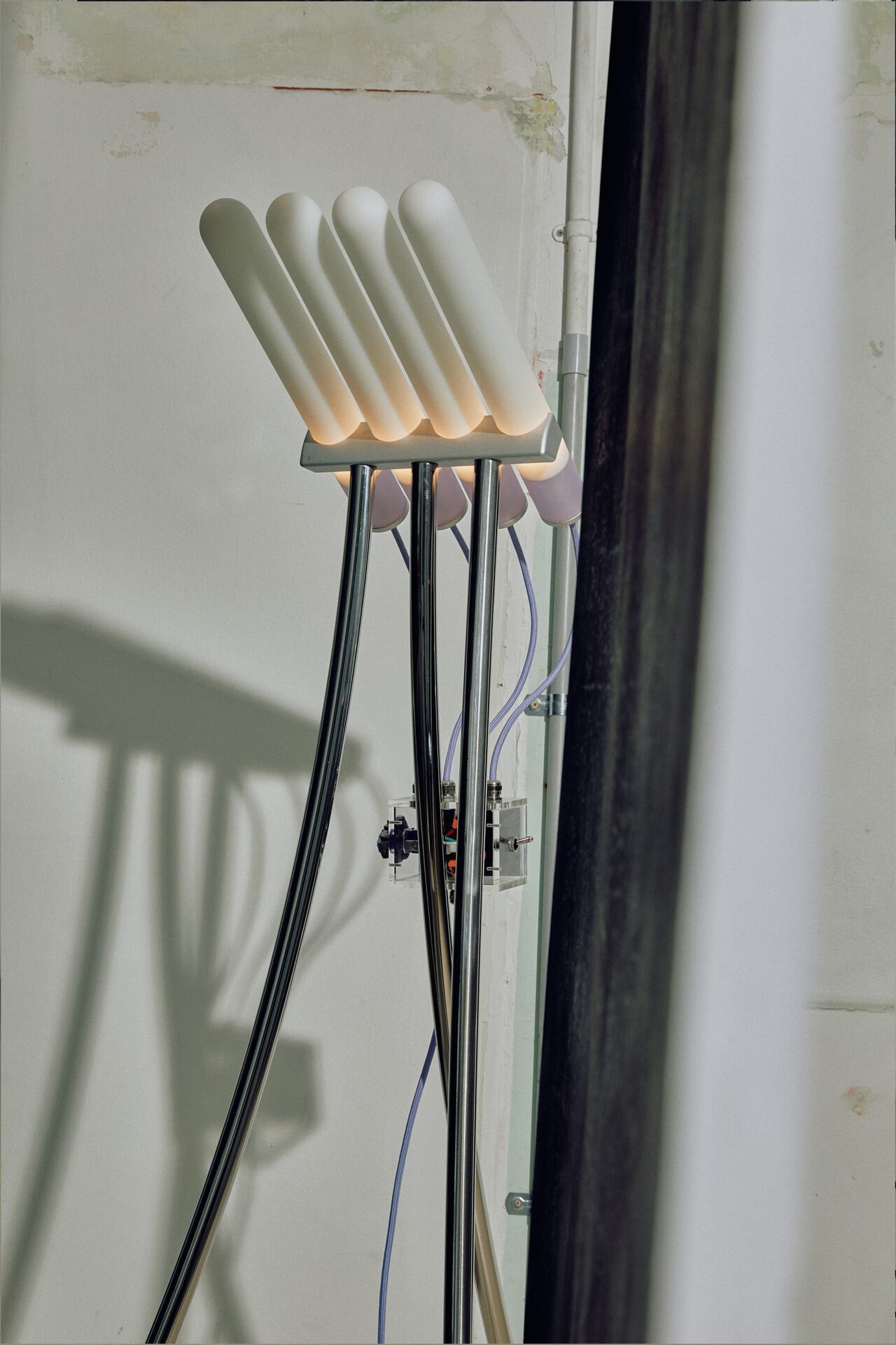 Jay Jermyn, Fauna Lilac 002, 2022, Glass, Stainless Steel, Aluminium, crystals, Electronics, 140 x 60 x 100cm