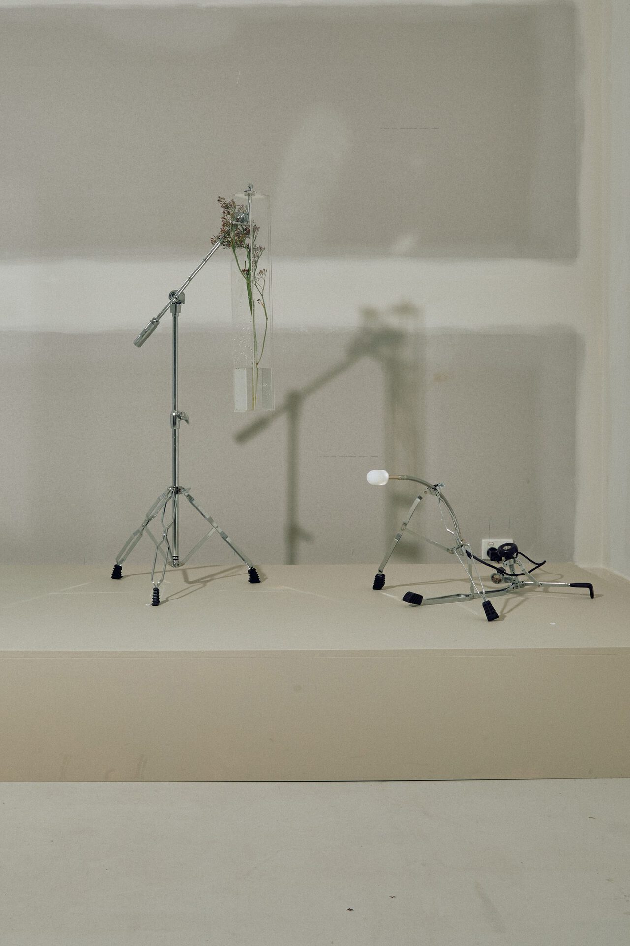 Jay Jermyn, Techno Tree/SACMALD, 2022, Drum stand, Acrylic, Flower, various dimensions