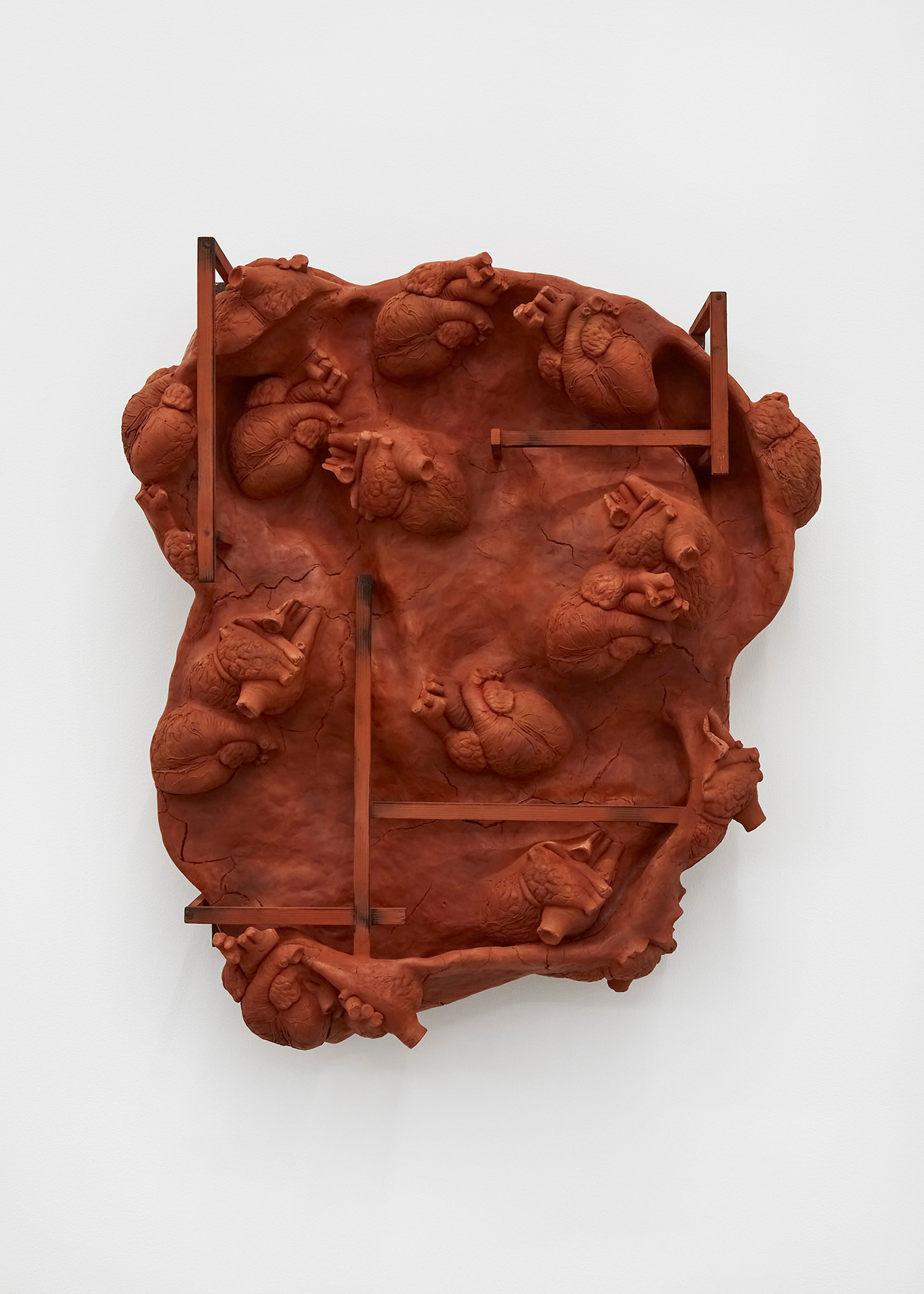 Claire Baily, Rest now my melancholic heart, 2022, Plywood, jesmonite, earth pigments, 91 x 83 x 24 cm