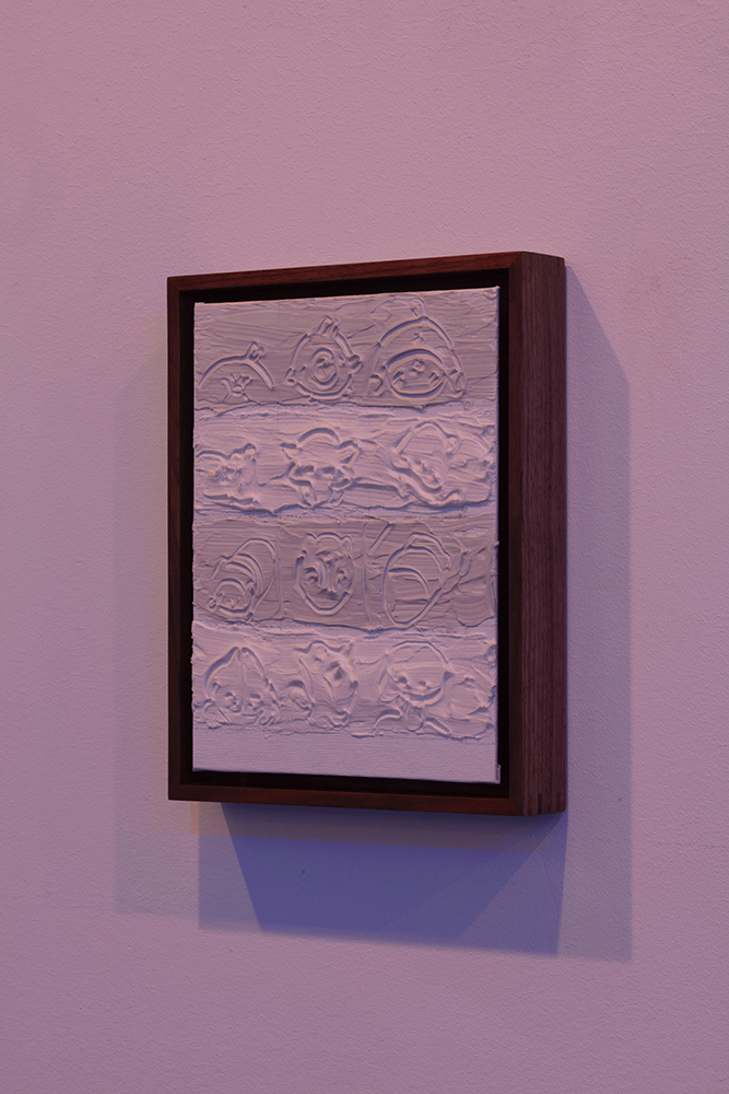 Alexander Muret, Inconsistent Subject #1, Molding paste on canvas in maple frame, 9 x 7 in. / 23 x 18 cm.