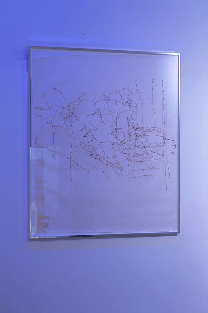 Alexander Muret, When You Are Born You Start Out By Screaming, Oil on stained paper in aluminum frame, 59 x 51 ½ in. unframed / 150 x 131 cm. unframed