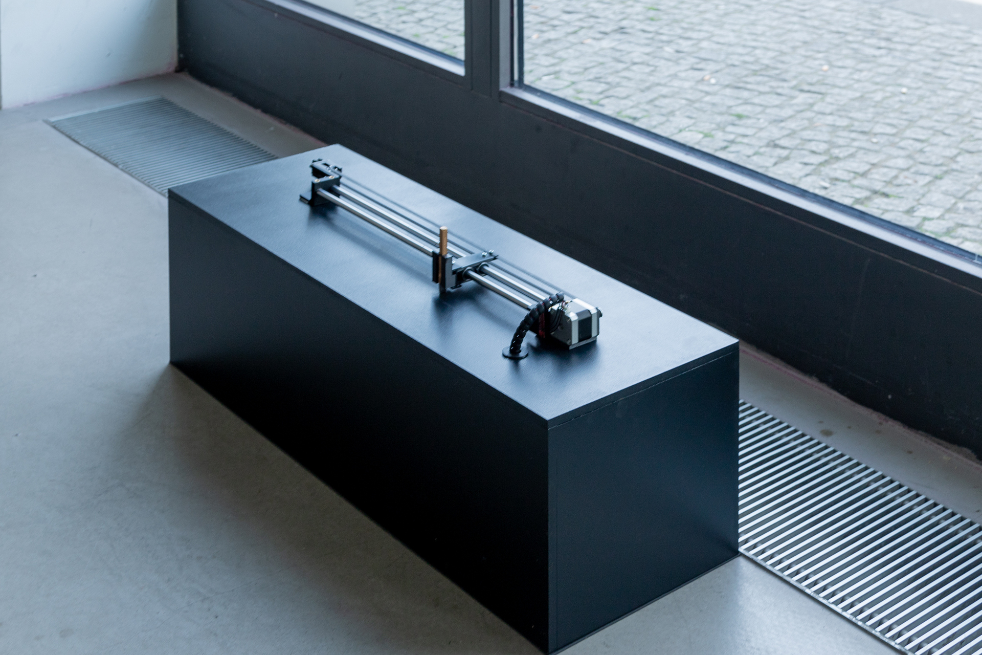 Felix Müller; Bark beetle Guerilla; 2022; PLA, steel, microcontroller, steppermotor; 800x200x200mm