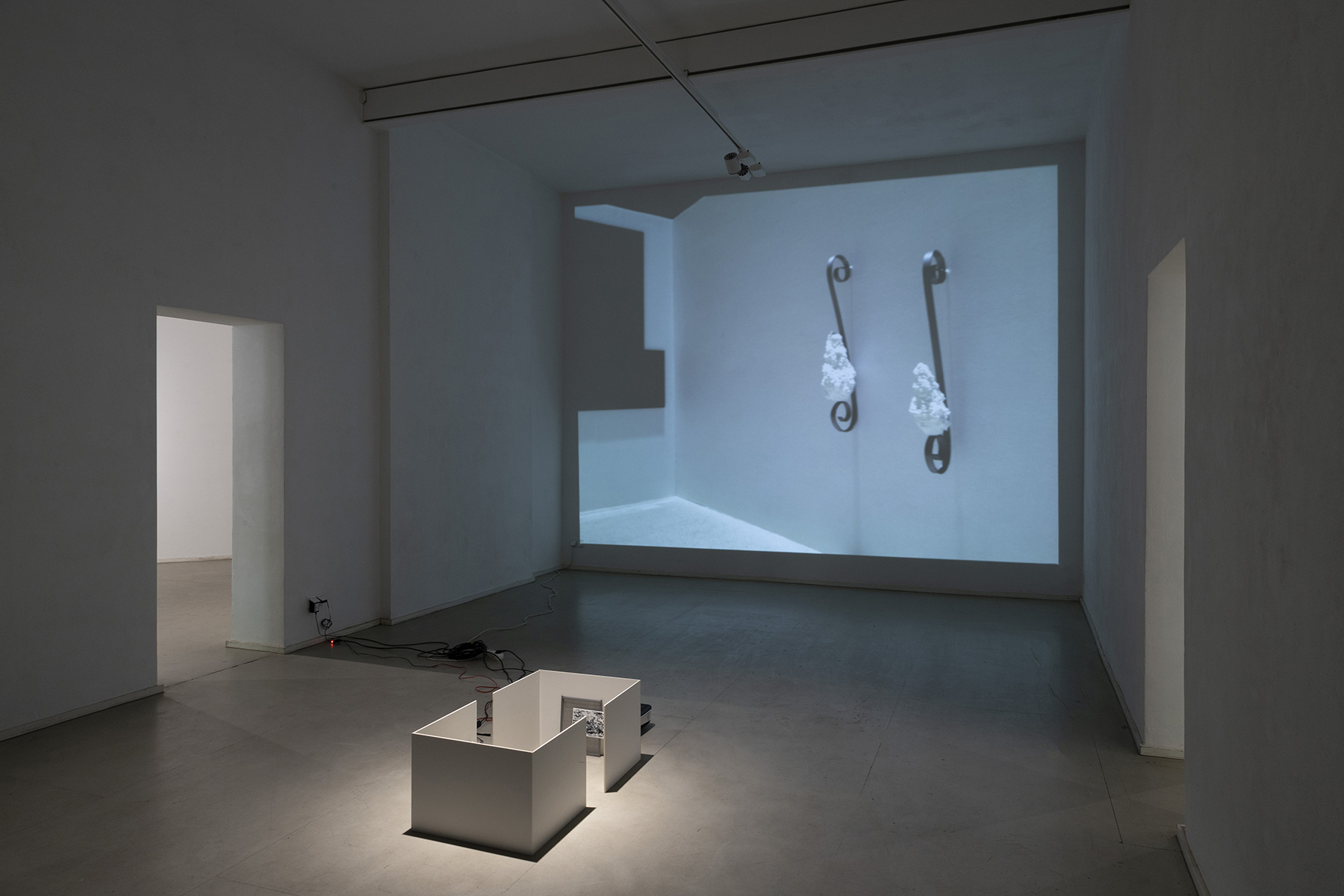 Nurgül Dursun, Replica in miniature of the exhibition from the 29th of April 2022, 2022,  Installation, various materials, live transmission as projection in loop various sizes