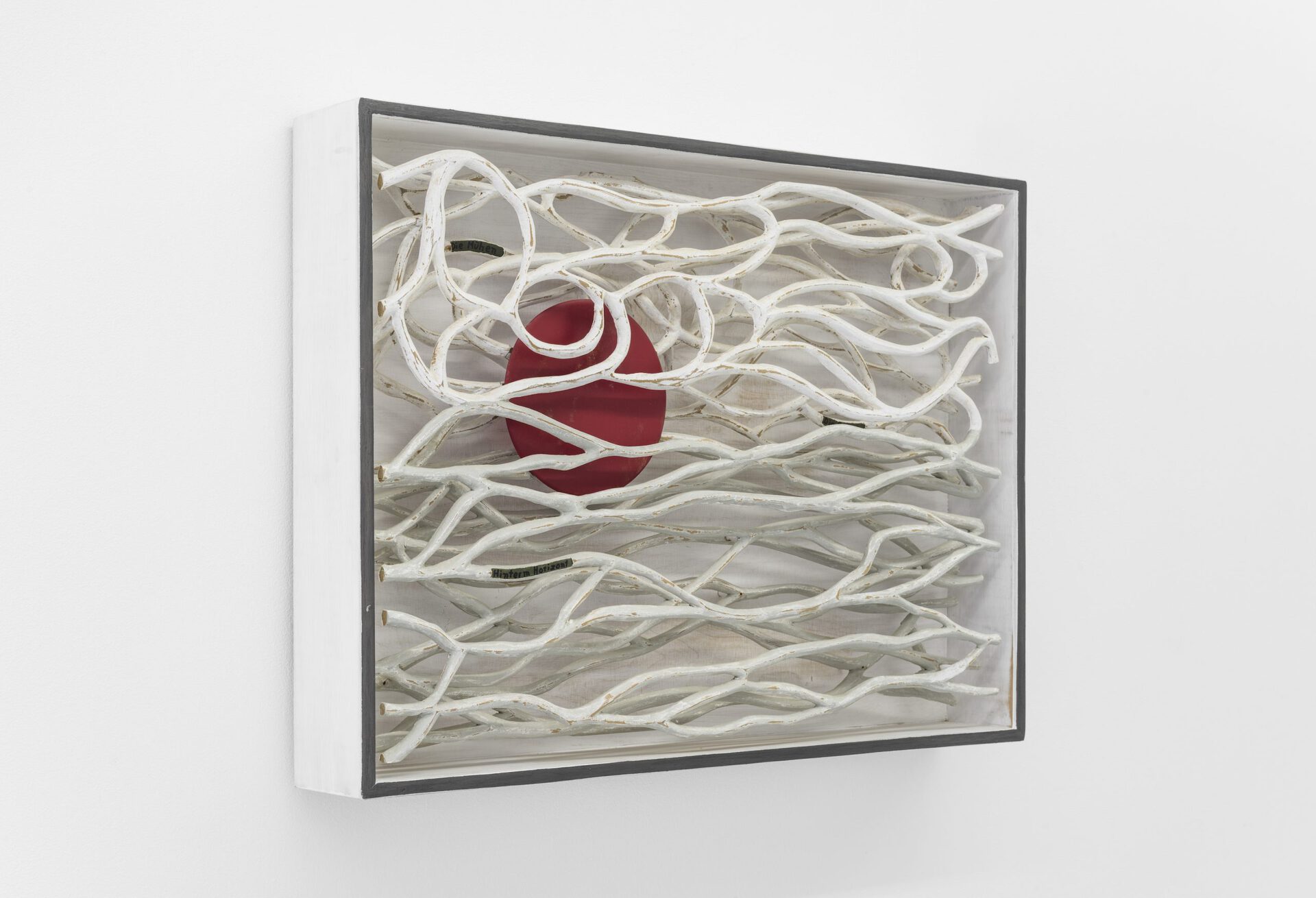 Tobias Hauser, Hinterm Horizont, MDF, wood, caseint paint, 55 x 75 x 15 cm, 2018.
